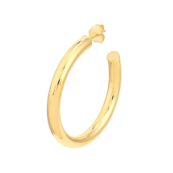 Yellow Gold Open Tube Hoop Earrings Image 4 Jeffrey Mann Fine Jewelers, Inc Toledo, OH
