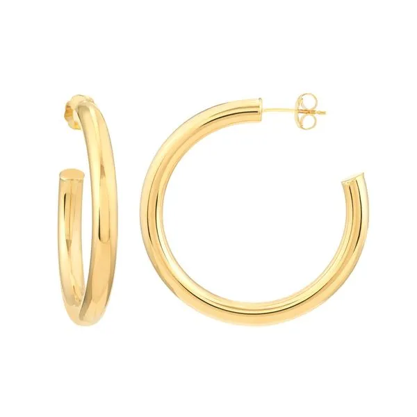 Yellow Gold Open Tube Hoop Earrings Jeffrey Mann Fine Jewelers, Inc Toledo, OH