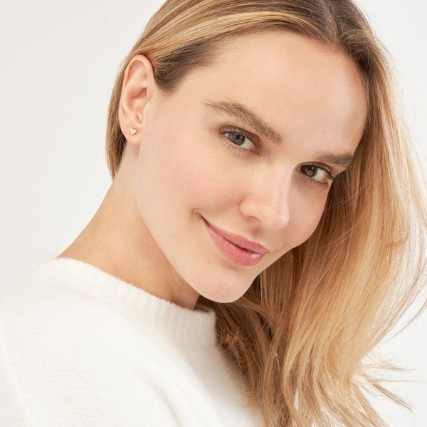 Flat Heart Shaped Yellow Gold Stud Earrings Image 2 Jeffrey Mann Fine Jewelers, Inc Toledo, OH