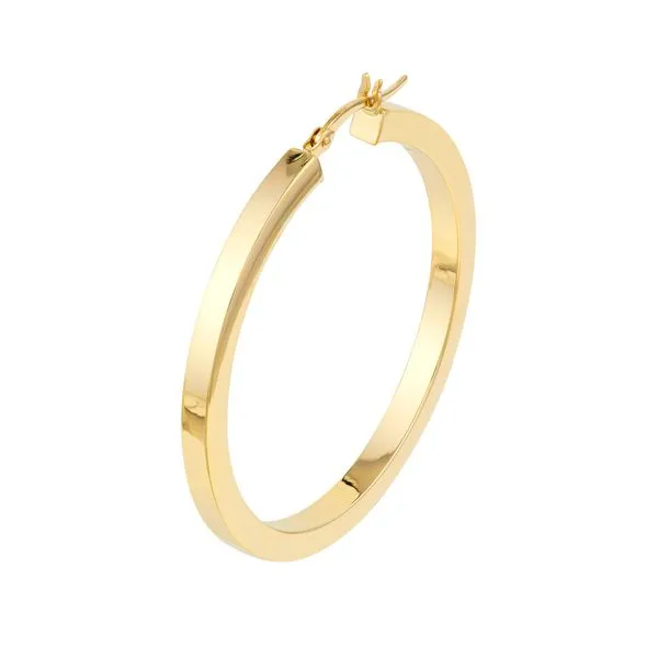 Square Tube Hoop Earrings in Yellow Gold Image 4 Jeffrey Mann Fine Jewelers, Inc Toledo, OH