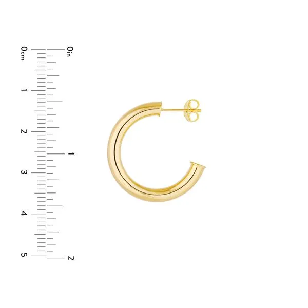 Yellow Gold 4x25 Open Tube Hoop Earrings Image 4 Jeffrey Mann Fine Jewelers, Inc Toledo, OH