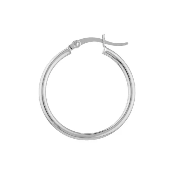 White Gold 25mm Hoop Earrings Image 2 Jeffrey Mann Fine Jewelers, Inc Toledo, OH