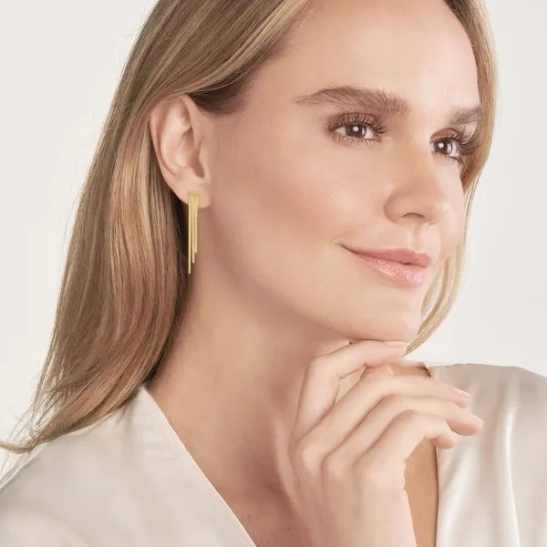 Yellow Gold Ascending Triple Strand Snake Chain Earrings Image 2 Jeffrey Mann Fine Jewelers, Inc Toledo, OH