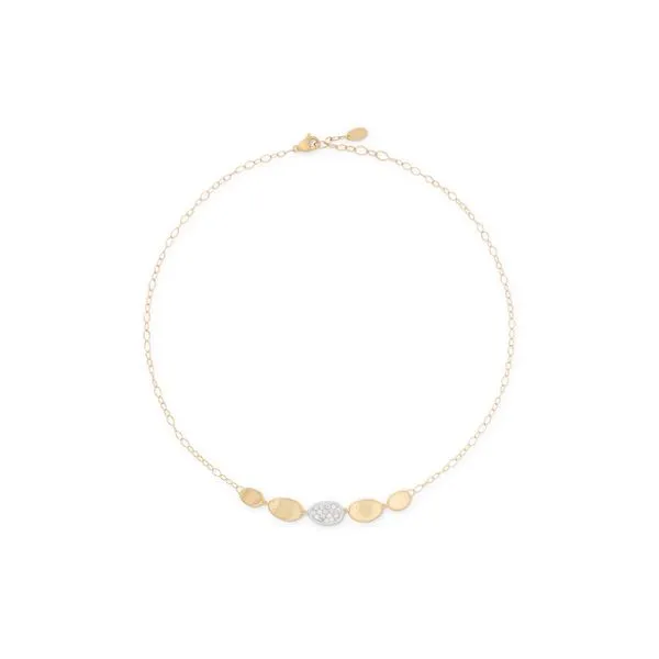 Lunaria Collection White and Yellow Gold Five Station Link Necklace Image 2 Jeffrey Mann Fine Jewelers, Inc Toledo, OH