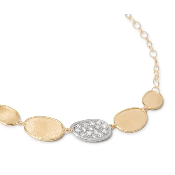 Lunaria Collection White and Yellow Gold Five Station Link Necklace Image 3 Jeffrey Mann Fine Jewelers, Inc Toledo, OH