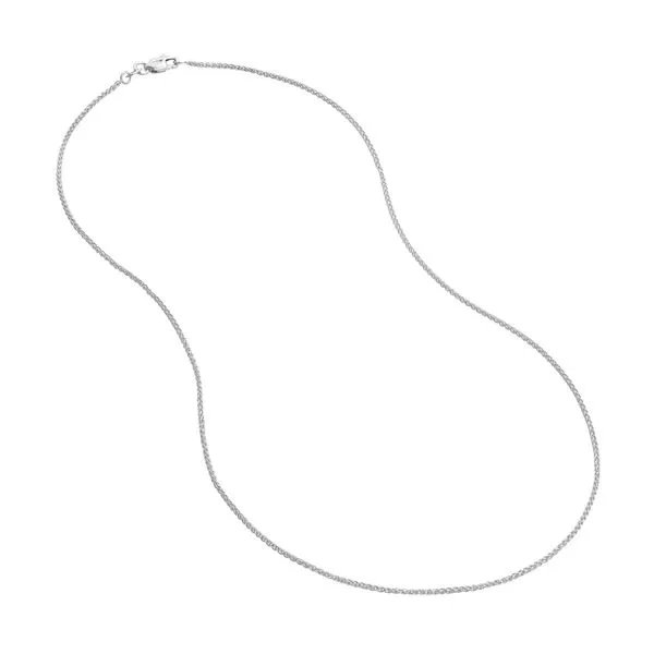 1.25mm Round Wheat Chain with Lobster Claw Clasp in White Gold Image 3 Jeffrey Mann Fine Jewelers, Inc Toledo, OH
