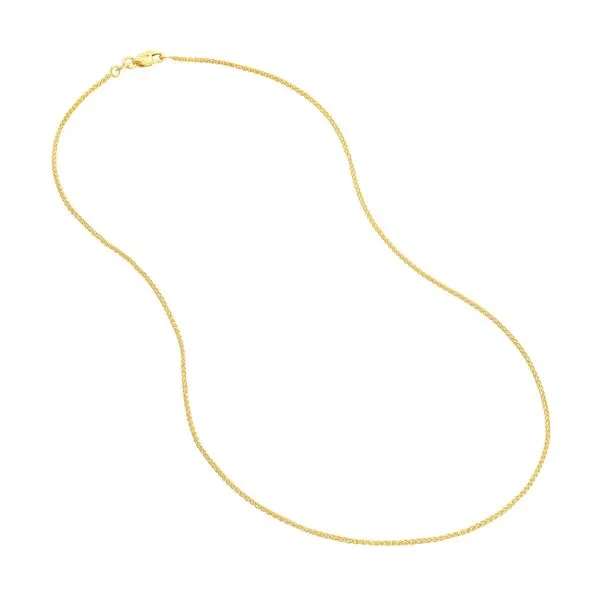 1.25mm Round Wheat Chain with Lobster Claw Clasp in Yellow Gold Image 3 Jeffrey Mann Fine Jewelers, Inc Toledo, OH