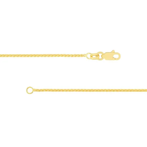 1.25mm Round Wheat Chain with Lobster Claw Clasp in Yellow Gold Image 4 Jeffrey Mann Fine Jewelers, Inc Toledo, OH