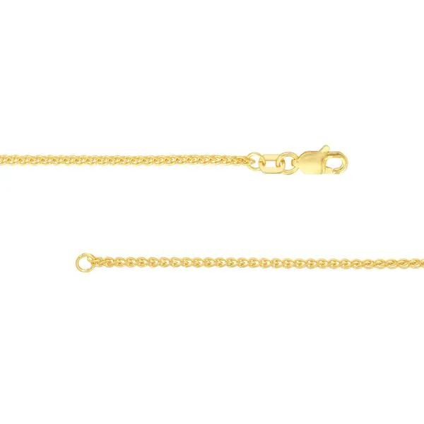 1.50mm Round Wheat Chain with Lobster Claw Clasp in Yellow Gold Image 4 Jeffrey Mann Fine Jewelers, Inc Toledo, OH