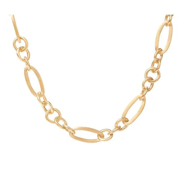 Jaipur Collection Yellow Gold Oval Satin High Polish Circle Link Necklace Jeffrey Mann Fine Jewelers, Inc Toledo, OH