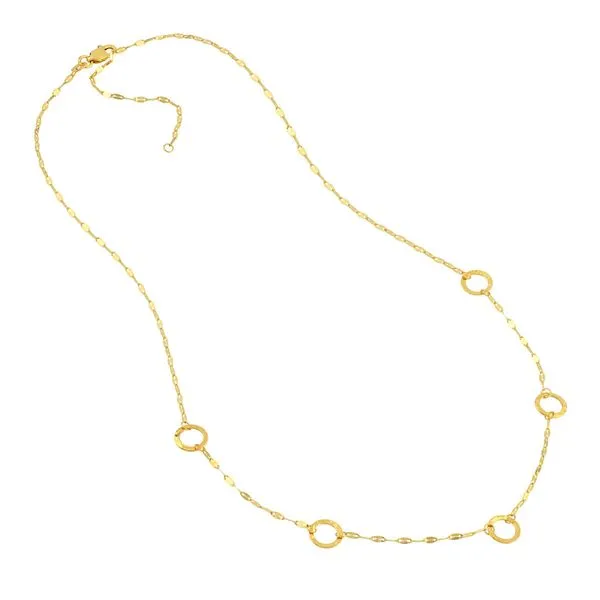 Yellow Gold Circle Station Fancy Cut Adjustable Necklace Image 3 Jeffrey Mann Fine Jewelers, Inc Toledo, OH