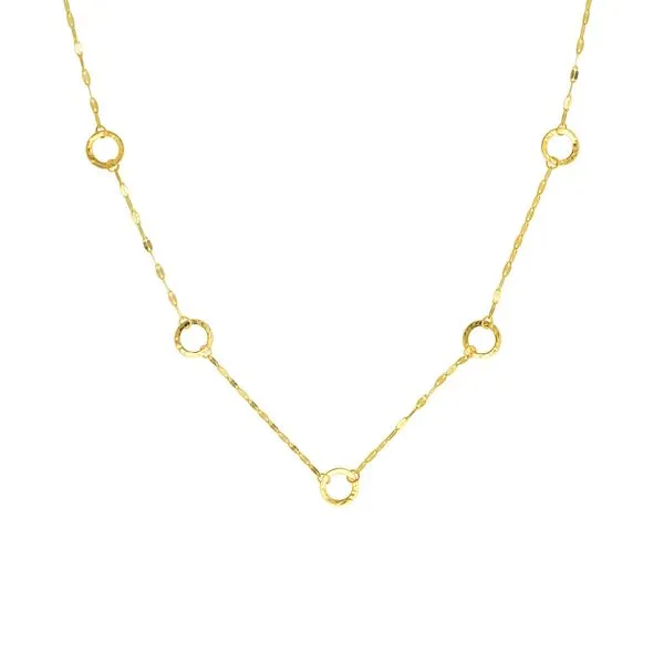 Yellow Gold Circle Station Fancy Cut Adjustable Necklace Jeffrey Mann Fine Jewelers, Inc Toledo, OH