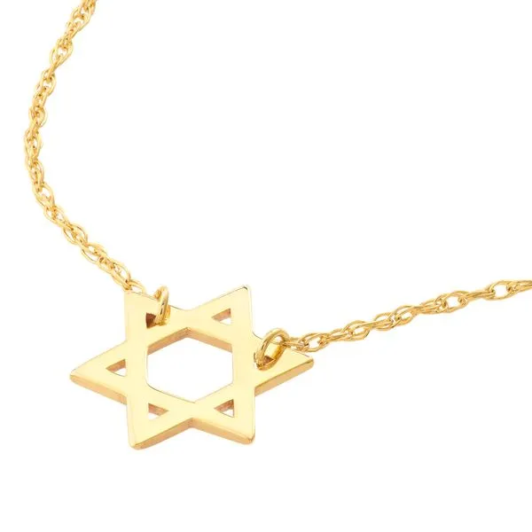 Yellow Gold Mini Star of David Necklace Image 3 Jeffrey Mann Fine Jewelers, Inc Toledo, OH