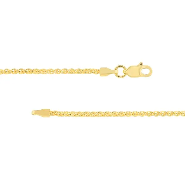 Yellow Gold Round Wheat Chain with Lobster Claw Clasp Image 4 Jeffrey Mann Fine Jewelers, Inc Toledo, OH