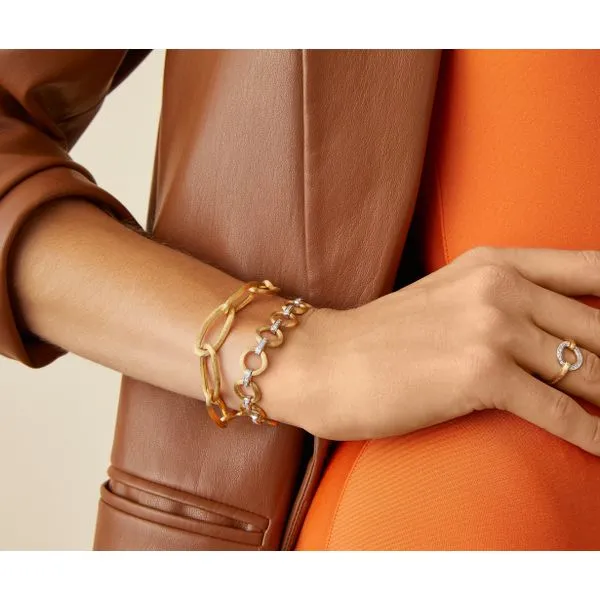 Jaipur Collection Yellow Gold Satin Finish Oval Link Bracelet Image 4 Jeffrey Mann Fine Jewelers, Inc Toledo, OH