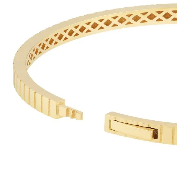 Yellow Gold Fluted Hinged Weave Bangle Bracelet Image 5 Jeffrey Mann Fine Jewelers, Inc Toledo, OH