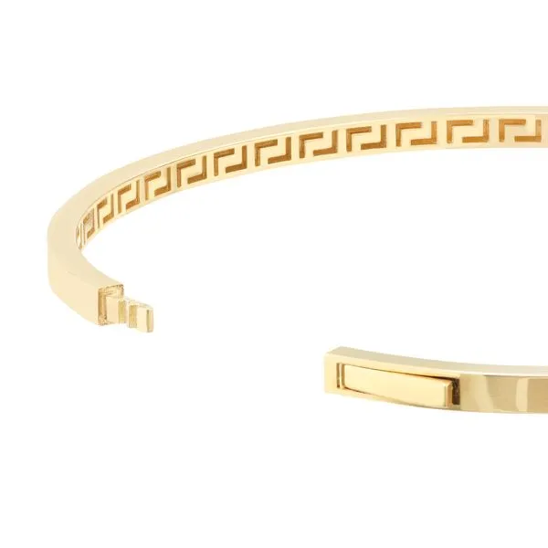 Plain Square Tube Hinged Bangle Bracelet with Greek Key Interior Image 4 Jeffrey Mann Fine Jewelers, Inc Toledo, OH