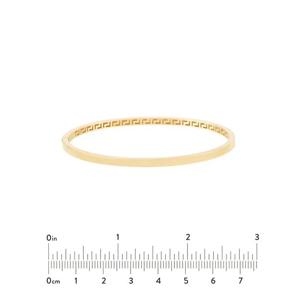 Plain Square Tube Hinged Bangle Bracelet with Greek Key Interior Image 5 Jeffrey Mann Fine Jewelers, Inc Toledo, OH