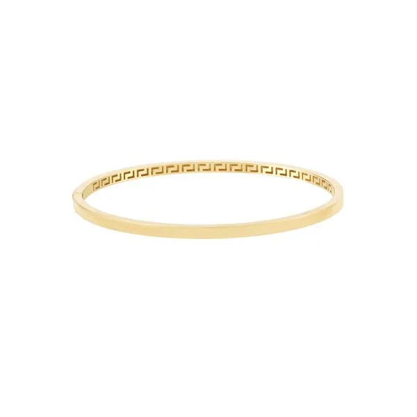 Plain Square Tube Hinged Bangle Bracelet with Greek Key Interior Jeffrey Mann Fine Jewelers, Inc Toledo, OH