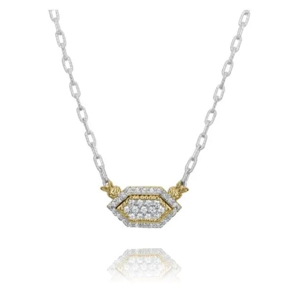 Yellow Gold and Sterling Silver Diamond Disc Necklace Jeffrey Mann Fine Jewelers, Inc Toledo, OH