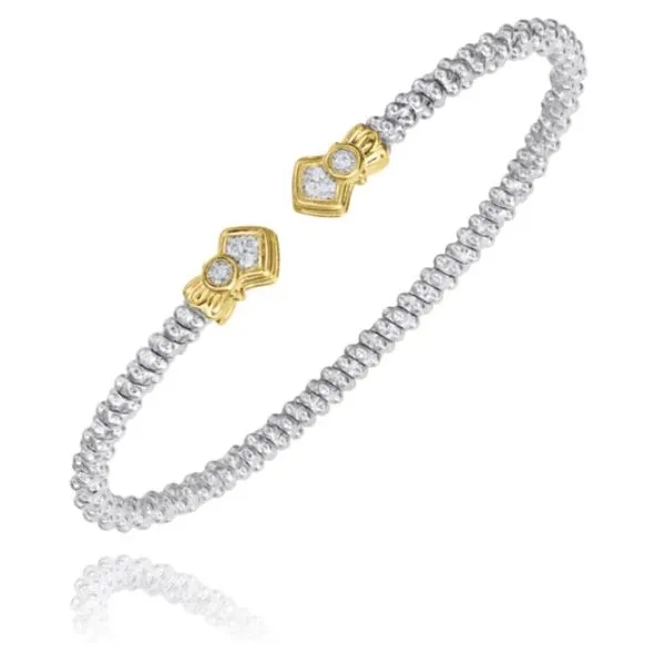 Yellow Gold and Sterling Silver Cuff Bracelet with Bezel Set Diamond Jeffrey Mann Fine Jewelers, Inc Toledo, OH
