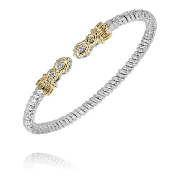 Four Bezel End Caps Cuff Bracelet with Diamond Stones Jeffrey Mann Fine Jewelers, Inc Toledo, OH