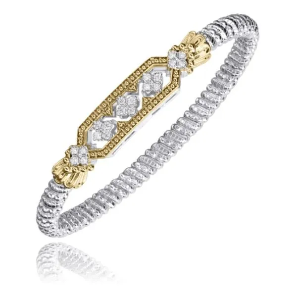 Three Diamond Flower Station Hidden Clasp Bangle Bracelet Jeffrey Mann Fine Jewelers, Inc Toledo, OH