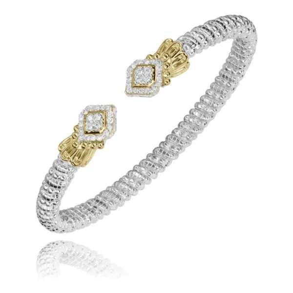 Cuff Bracelet with Pave Halo Diamond End Caps Jeffrey Mann Fine Jewelers, Inc Toledo, OH