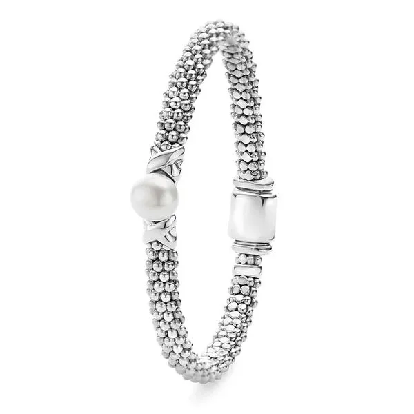 Silver X Pearl Caviar Bracelet | 6mm Image 4 Jeffrey Mann Fine Jewelers, Inc Toledo, OH