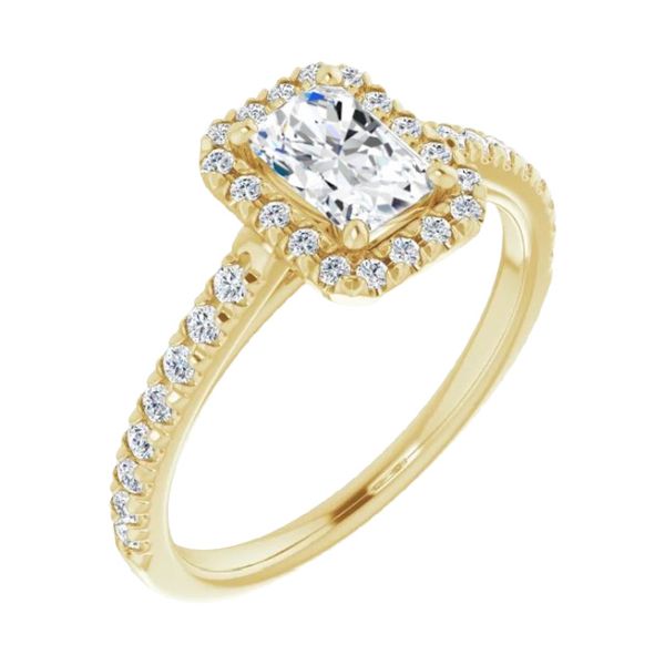 14K 7/8ctw Radiant Halo Diamond Engagement Ring JF Jones Jewelers Rochester, NY