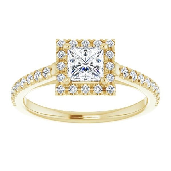 14K 1ctw Princess Cut Halo Diamond Engagement Ring Image 3 JF Jones Jewelers Rochester, NY