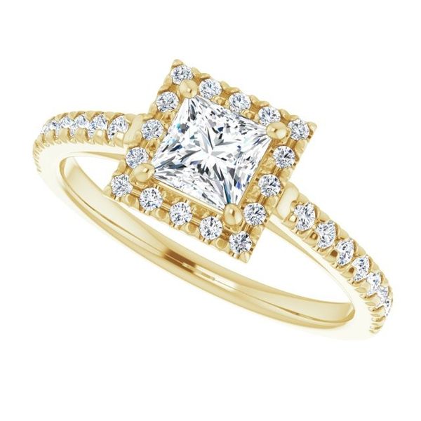 14K 1ctw Princess Cut Halo Diamond Engagement Ring Image 5 JF Jones Jewelers Rochester, NY