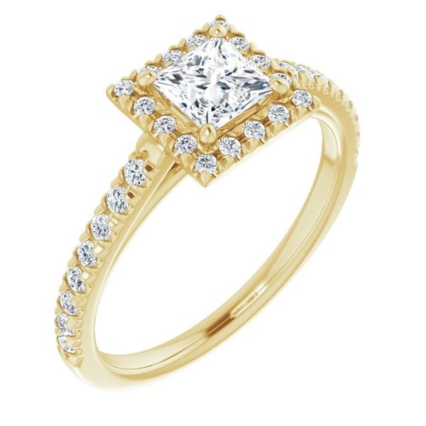 14K 1ctw Princess Cut Halo Diamond Engagement Ring JF Jones Jewelers Rochester, NY