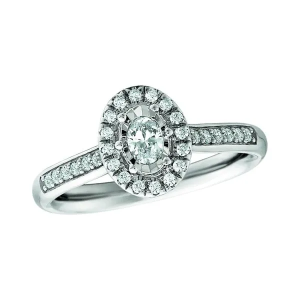 14K White Gold Halo Diamond Engagement Ring JF Jones Jewelers Rochester, NY