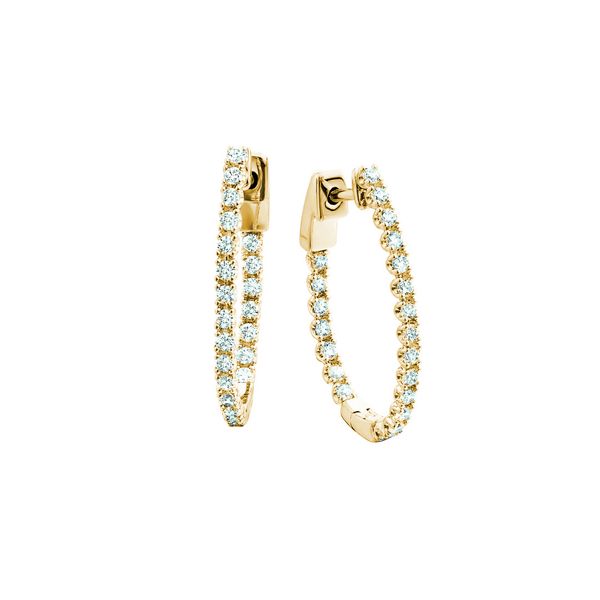 14K 3/4ctw Diamond Hoop Earrings JF Jones Jewelers Rochester, NY
