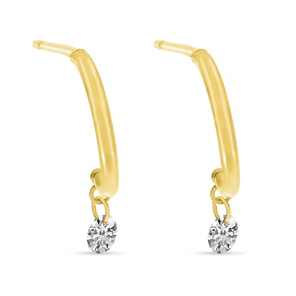 14K 1/5ctw Diamond Half Hoop Earrings Image 3 JF Jones Jewelers Webster, NY