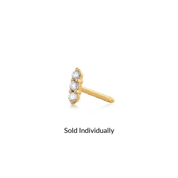 14K Gold .05ctw Three Diamond Stud Earring JF Jones Jewelers Webster, NY