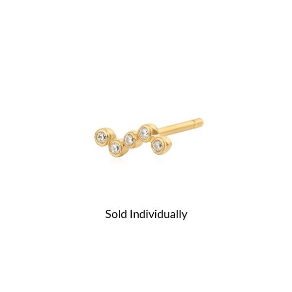 14K Gold .03ctw Diamond Wave Bezel Stud Earring JF Jones Jewelers Webster, NY