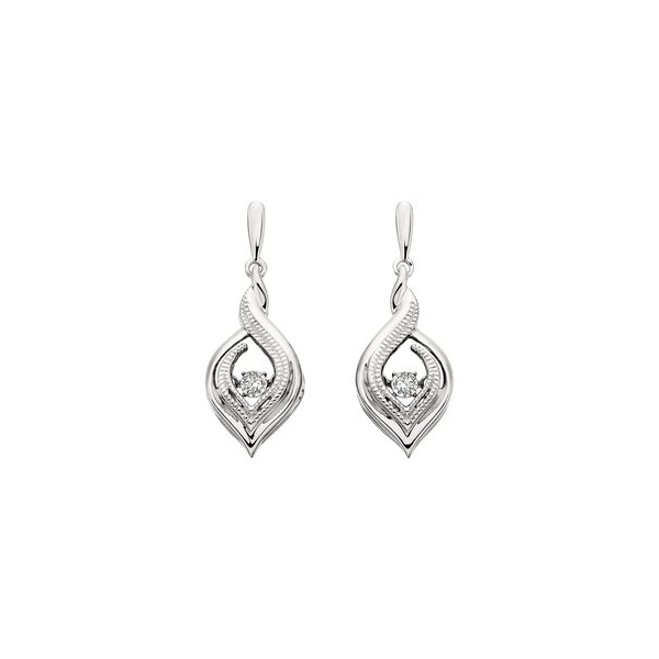 Silver 1/20ctw Diamond Swirl Drop Earrings JF Jones Jewelers Webster, NY