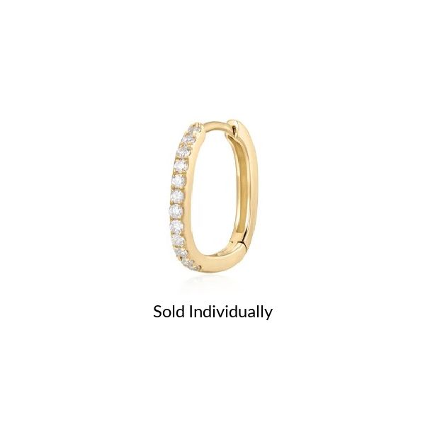 14K Gold .08ctw Diamond Huggie Hoop Earring JF Jones Jewelers Webster, NY