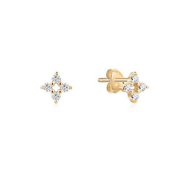 14K Gold 0.12ctw Lab Diamond Floral Post Earrings JF Jones Jewelers Webster, NY