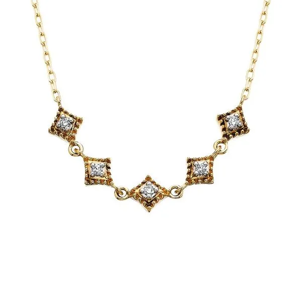 14K Diamond Milgrain Station Necklace JF Jones Jewelers Rochester, NY