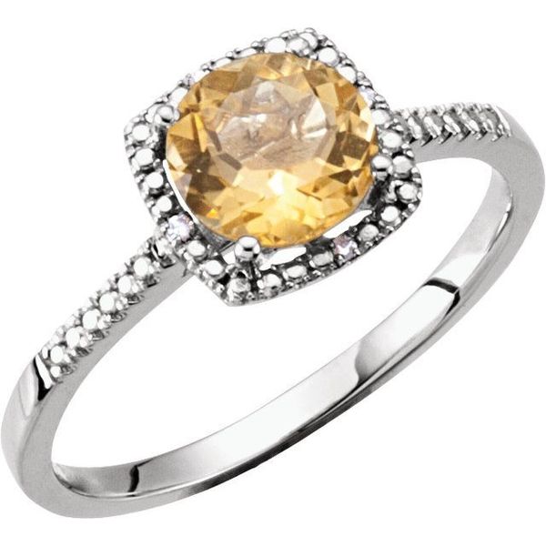 Silver Citrine & Diamond November Birthstone Ring JF Jones Jewelers Rochester, NY