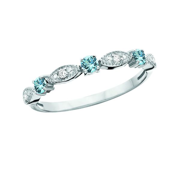 14K Blue Topaz & Diamond December Birthstone Stacking Ring JF Jones Jewelers Rochester, NY