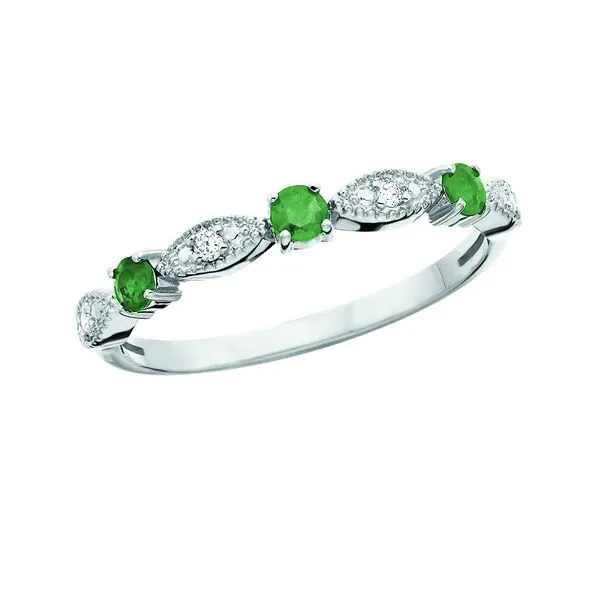 14K Emerald & Diamond May Birthstone Stackable Ring JF Jones Jewelers Rochester, NY