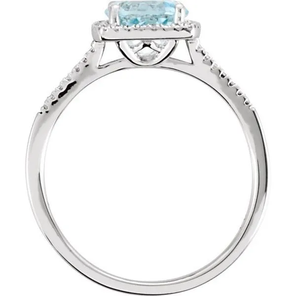 Silver Blue Topaz & Diamond March/December Birthstone Ring Image 2 JF Jones Jewelers Rochester, NY