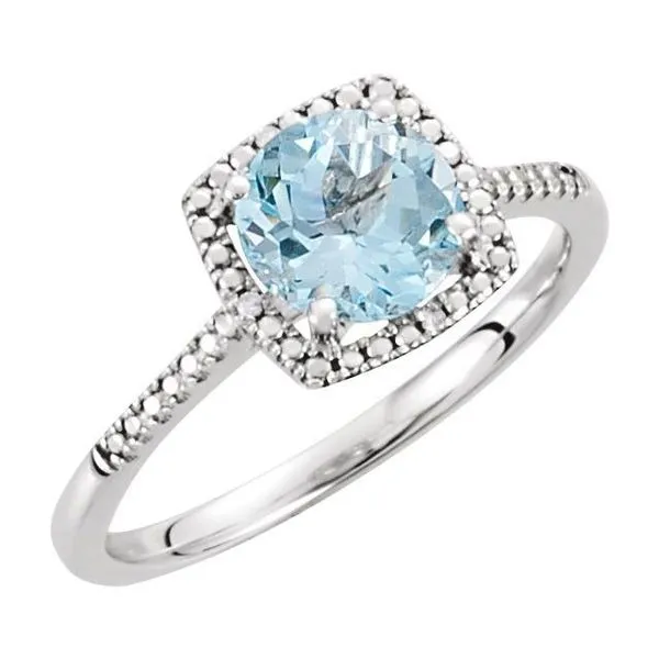 Silver Blue Topaz & Diamond March/December Birthstone Ring JF Jones Jewelers Rochester, NY