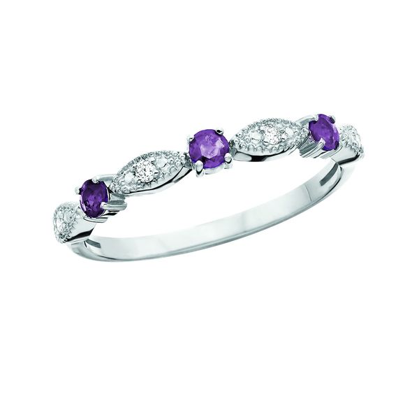 14K Amethyst & Diamond February Birthstone Stacking Ring JF Jones Jewelers Rochester, NY