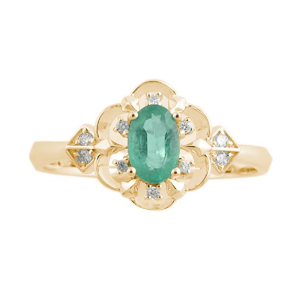 14K Emerald & Diamond May Birthstone Ring JF Jones Jewelers Rochester, NY
