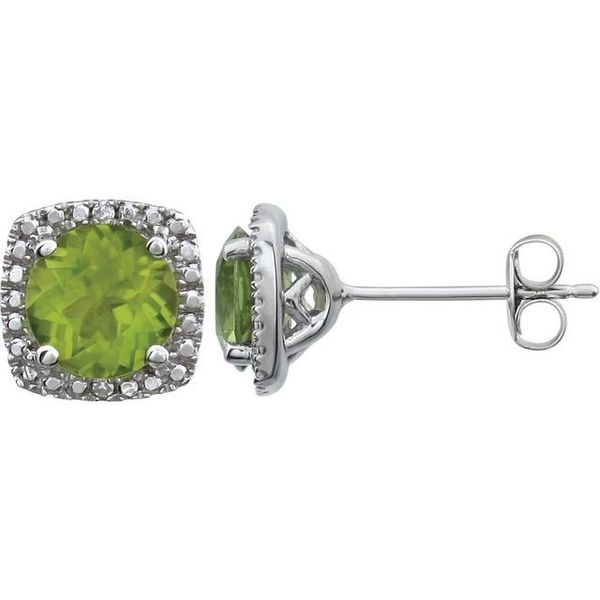 Silver Peridot & Diamond August Birthstone Earring JF Jones Jewelers Rochester, NY